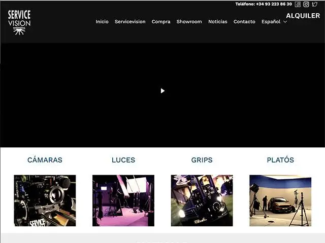 web page ServiceVision Camera Rental BCN