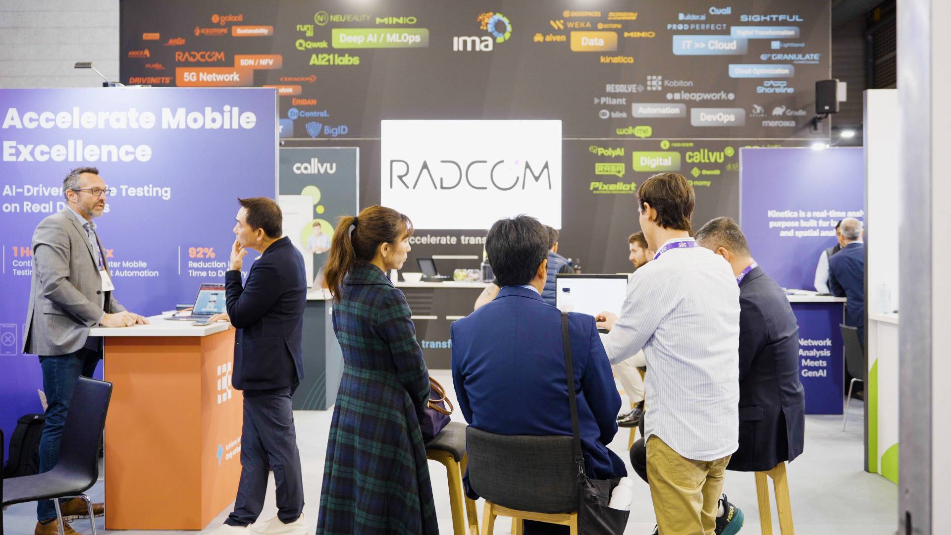 Exhibitor testimonials in a pavillon during MWC24