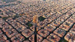 vue aerienne vidéo libre de droits de barcelone