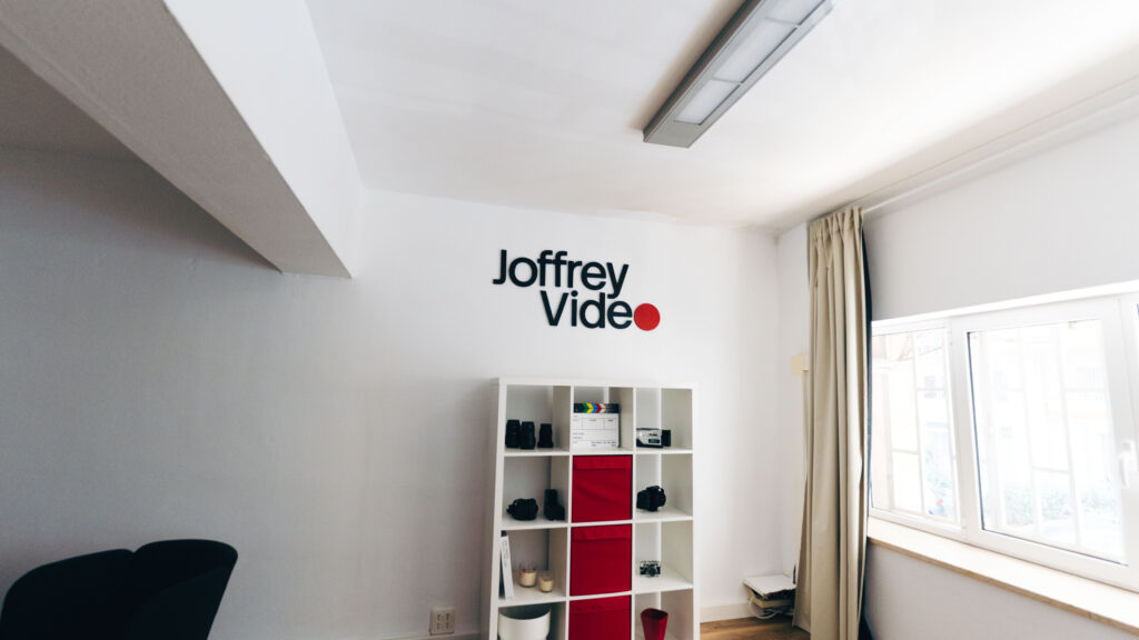videographer logo on the wall in office